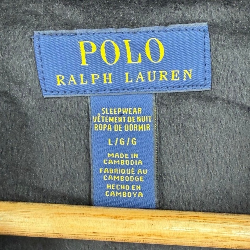 Polo Ralph Lauren Mens Large Velour Hoodie Sleepwear Big Logo Loungewear‎ Cozy - Picture 4 of 5